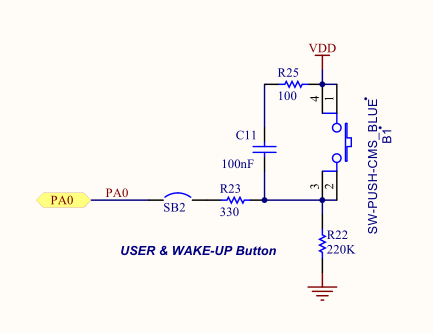 Pushbutton schematic on the Discovery board