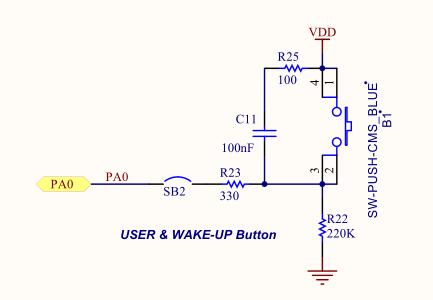 Pushbutton schematic on the Discovery board